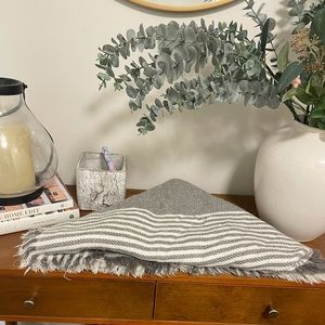 Grey striped oversized scarf